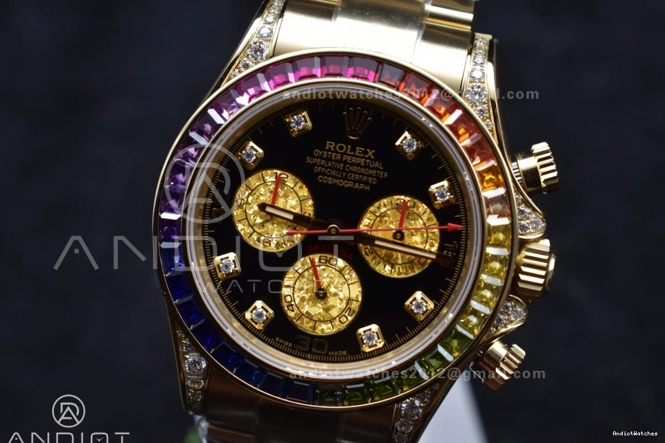 779 Edition Diamonds on Dial SH ZF Black Bracelet Rainbow Daytona 1:1 116598RBOW Timeless YG Best 0124